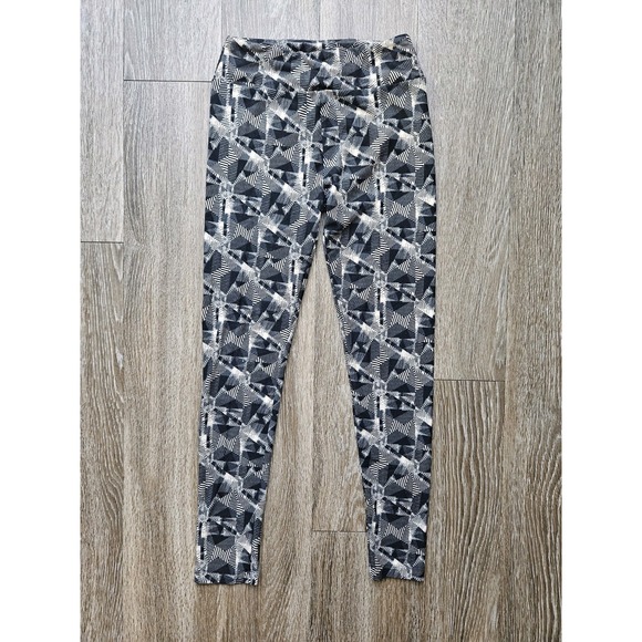 Lularoe One Size Leggings Black and Tan Leggings Geometric Abstract Soft - Picture 1 of 8
